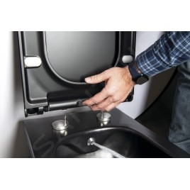 Sapho Avva - WC suspendu avec douchette de bidet, Rimless, noir mat 100315-110