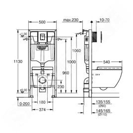 Grohe Solido - Set de bâti-support, cuvette Euro Ceramic, abattant softclose et plaque de déclenchement Even, noir brillant