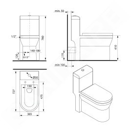 Sapho Hubert - WC à poser, vidange vario, blanc PB304