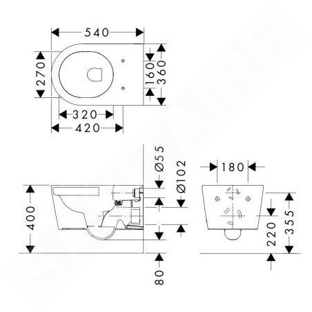 Hansgrohe EluPura S - WC suspendu avec siège SoftClose, AquaFall, SmartClean, blanc 61119450