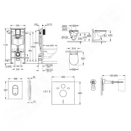 Grohe Solido+ - Set bâti-support, cuvette, abattant Softclose, plaque de déclenchement Arena Cosmopolitan, chrome 36531000