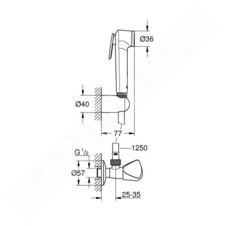 Grohe Tempesta-F - Robinet mural avec douchette de bidet manuelle, chrome 27514001