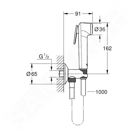 Grohe Tempesta-F - Robinet d'arrêt avec douchette bidet, chrome 26358000