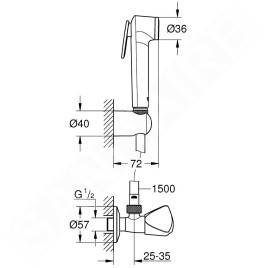 Grohe Tempesta - Robinet d´angle mural avec douchette de bidet, chrome 26357000