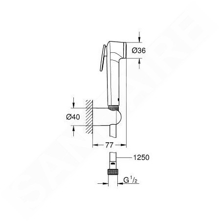 Grohe Tempesta-F - Douchette de bidet avec support et flexible de 1,25 m, chrome 26354000