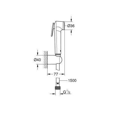 Grohe Tempesta-F - Douchette de bidet avec support et flexible de 1,5 m, chrome 26353000