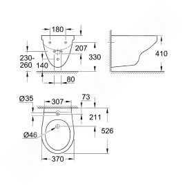 Grohe Bau Ceramic - Bidet suspendu avec trop-plein, blanc alpin 39433000