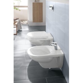 Villeroy & Boch O.novo - Bidet suspendu à un trou avec trop-plein, 360 mm x 560 mm, blanc - bidet, à un trou pour la