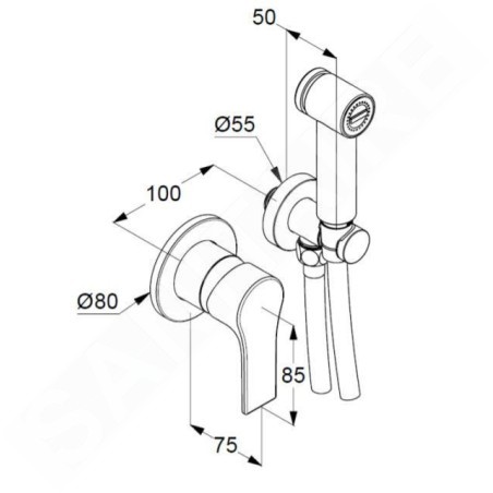 Kludi Zenta SL - Ensemble mitigeur encastré avec douchette de bidet, chrome 489980565