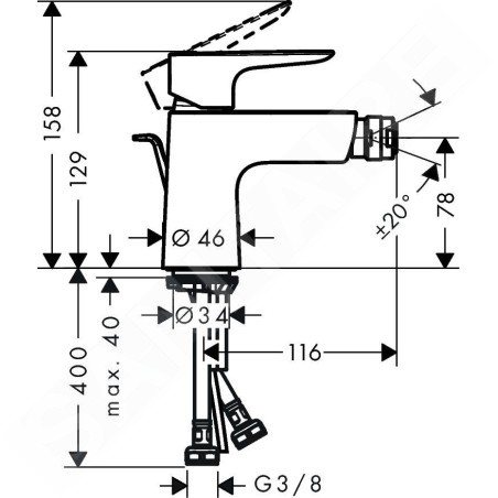 Hansgrohe Talis E - Mitigeur de bidet avec tirette de vidage, aspect doré poli 71720990