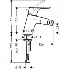 Hansgrohe Focus E2 - Mitigeur de bidet avec garniture de vidage Push-Open, chrome 31922000