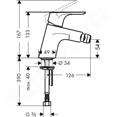Hansgrohe Focus E2 - Mitigeur de bidet avec garniture de vidage Push-Open, chrome 31922000