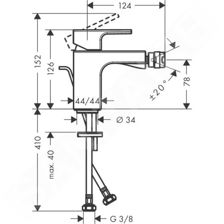 Hansgrohe Vernis Shape - Mitigeur de bidet avec vidage, chrome 71211000