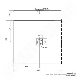 Polysan Flexia - Receveur de douche 1100x1000 mm, possibilité de la modification des dimensions, blanc 72922