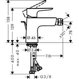Hansgrohe Talis E - Mitigeur de bidet avec tirette de vidage, noir mat 71720670