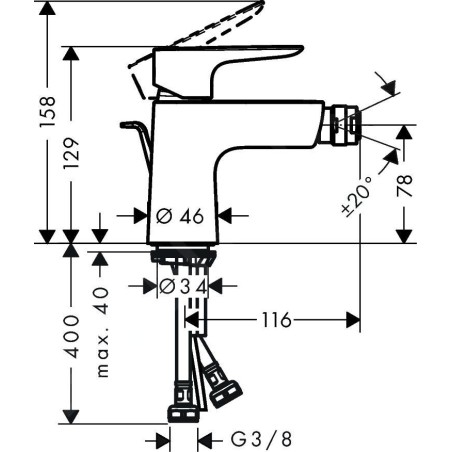 Hansgrohe Talis E - Mitigeur de bidet avec tirette de vidage, noir mat 71720670