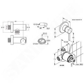 Kludi Bozz - Set de douchette de bidet avec vanne d’arrêt encastrée, chrome 389990576