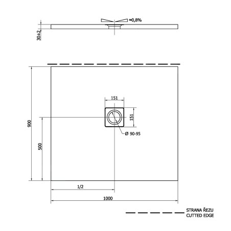 Polysan Flexia - Receveur de douche, 1000x900 mm, possibilité de modifier les dimensions, blanc 72925
