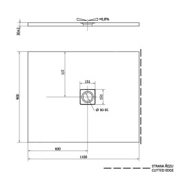 Polysan Flexia - Receveur de douche 1100x900 mm, possibilité de modifier les dimensions, blanc 72923