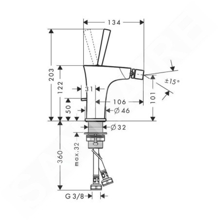 Hansgrohe PuraVida - Mitigeur de bidet avec garniture de vidage à tirette, chrome 15270000