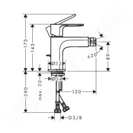 Hansgrohe Rebris S - Mitigeur de bidet avec vidage, noir mat 72210670