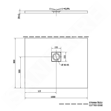 Polysan Flexia - Receveur de douche, 1000x800 mm, possibilité de modifier les dimensions, blanc 72926