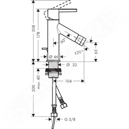 Axor Starck - Mitigeur de bidet avec levier, chrome 10214000