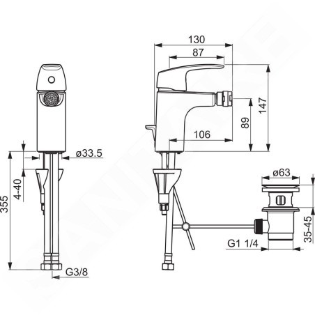 Hansa Pinto - Mitigeur de bidet, chrome 45073283
