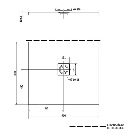 Polysan Flexia - Receveur de douche, 900x800 mm, possibilité de modifier les dimensions, blanc 72927
