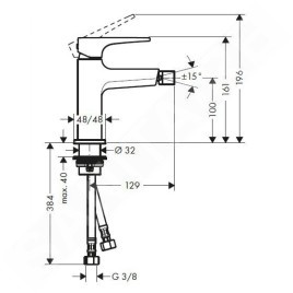 Hansgrohe Metropol - Mitigeur de bidet avec garniture de vidage push-open, chrome 74520000