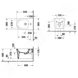 Duravit White Tulip - Bidet suspendu, blanc 2293150000