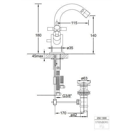 Steinberg 250 - Mitigeur de bidet avec vidage, chrome 250 1300