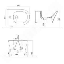 Sapho Avva - Bidet suspendu, trou pour robinet, noir mat 100324-110