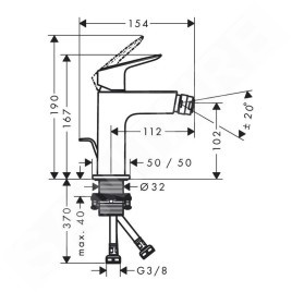 Hansgrohe Logis - Mitigeur de bidet avec vidage, EcoSmart, chrome 71201000