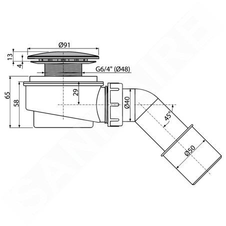 Alcadrain Accessoires - Kit de drainage diamètre 60 mm, hauteur réduite, chromé A471CR-60