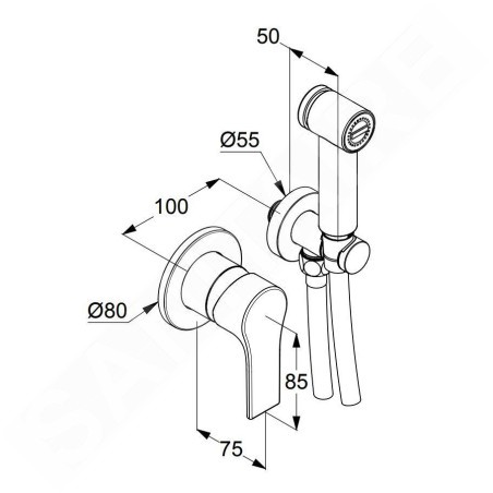Kludi Zenta SL - Robinet de bidet encastré avec douche, avec corps, noir mat 489983965