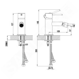 kielle Oudee - Mitigeur de bidet, noir mat 10415104