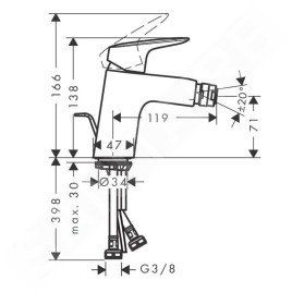 Hansgrohe Logis - Mitigeur de bidet avec vidage, noir mat 71204670