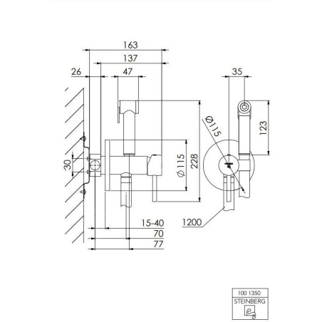Steinberg 100 - Robinet de bidet encastré, avec douchette, chrome 100 1350