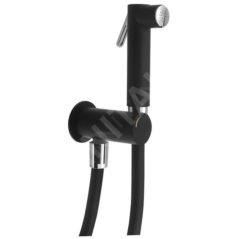Sapho Robinets non mélangeur - Robinet mural avec douchette de bidet, rond, noir mat SG107NE