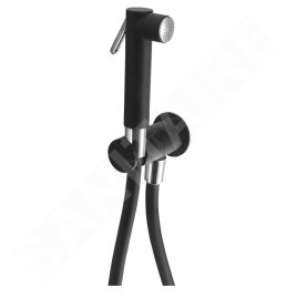 Sapho Robinets non mélangeur - Robinet mural avec douchette de bidet, rond, noir mat SG107NE
