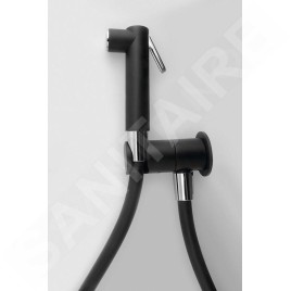 Sapho Robinets non mélangeur - Robinet mural avec douchette de bidet, rond, noir mat SG107NE