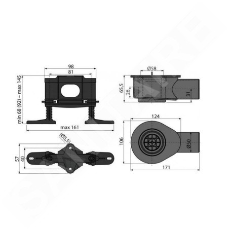 Alcadrain Douchegoten - Siphon pour bac de sol, bas DN50 APZ-S9