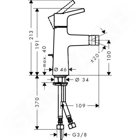 Hansgrohe Talis S - Mitigeur de bidet avec tirette et garniture de vidage, chrome 72200000