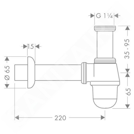 Hansgrohe Siphons - Siphon à petite tasse pour bidet, modèle courant, chrome 55213000