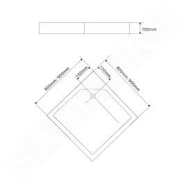 Aqualine Receveurs - Receveur de douche, autoportant, 800x800x150 mm, blanc BTTQ80