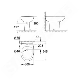 Grohe Bau Ceramic - Bidet sur pied avec déversoir, blanc alpin 39432000