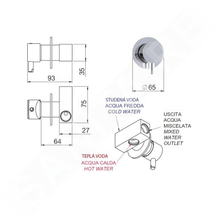 Sapho Rhapsody - Mitigeur de bidet encastré, avec corps d’encastrement, chrome 5540