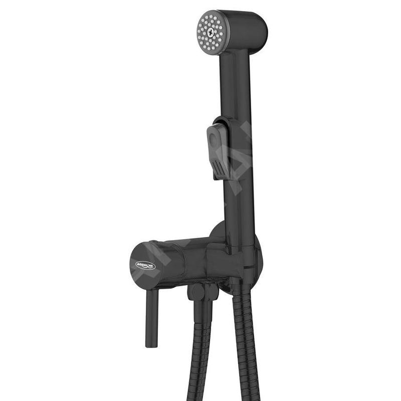 Aqualine Bidet - Robinet de bidet encastré, avec douchette, noir mat SK302B