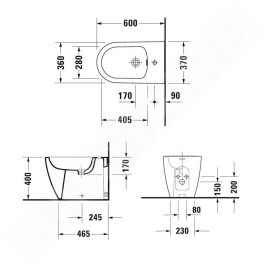 Duravit Soleil by Starck - Bidet à poser, trou pour robinet, blanc 2298100000